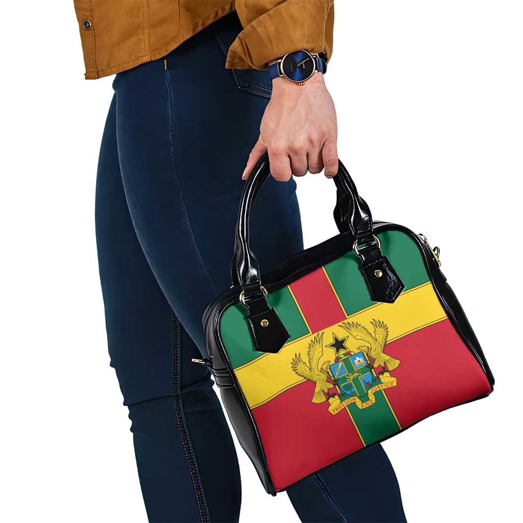 Ghana Flag Shoulder Handbag with Coat of Arms Design
