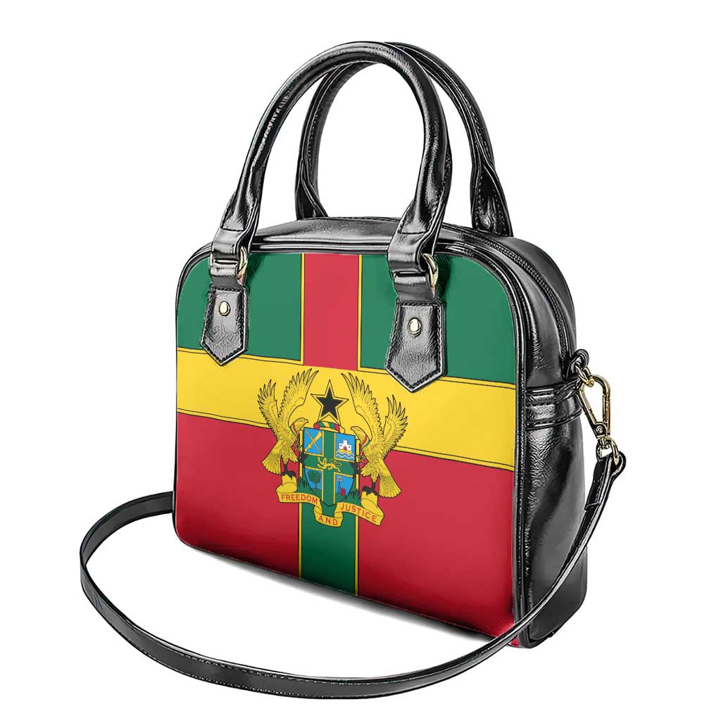 Ghana Flag Shoulder Handbag with Coat of Arms Design