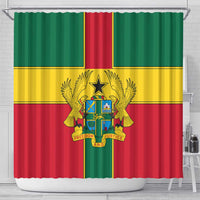 Ghana Flag Shower Curtain with Coat of Arms Design