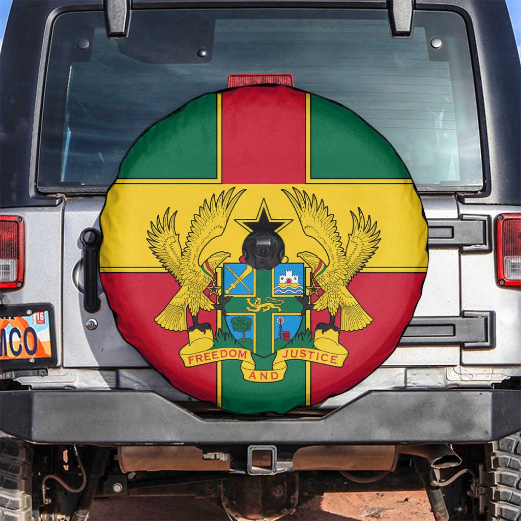 Ghana Flag Spare Tire Cover with Coat of Arms Design