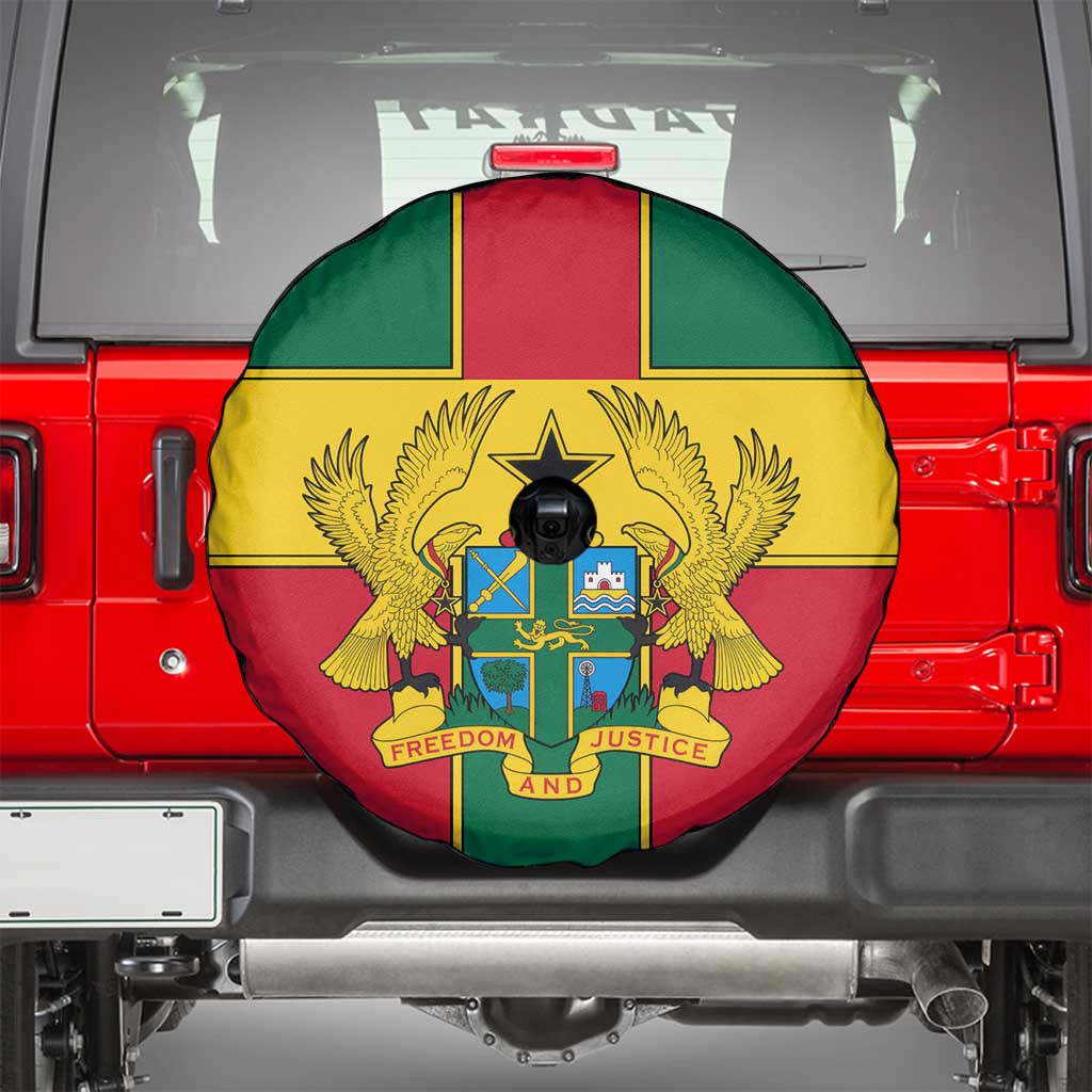 Ghana Flag Spare Tire Cover with Coat of Arms Design