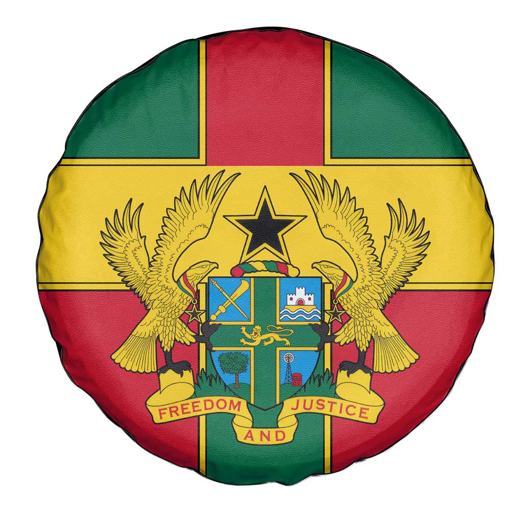 Ghana Flag Spare Tire Cover with Coat of Arms Design