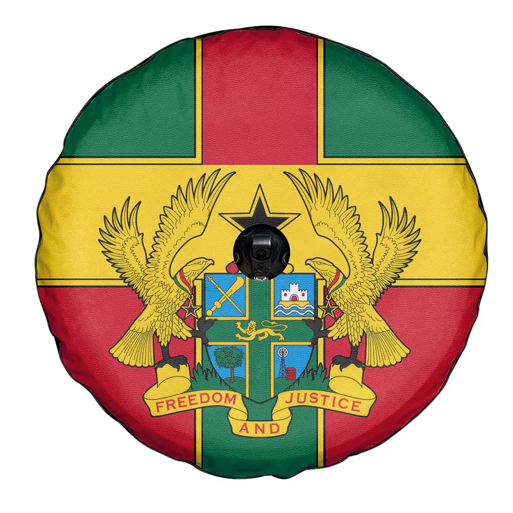Ghana Flag Spare Tire Cover with Coat of Arms Design