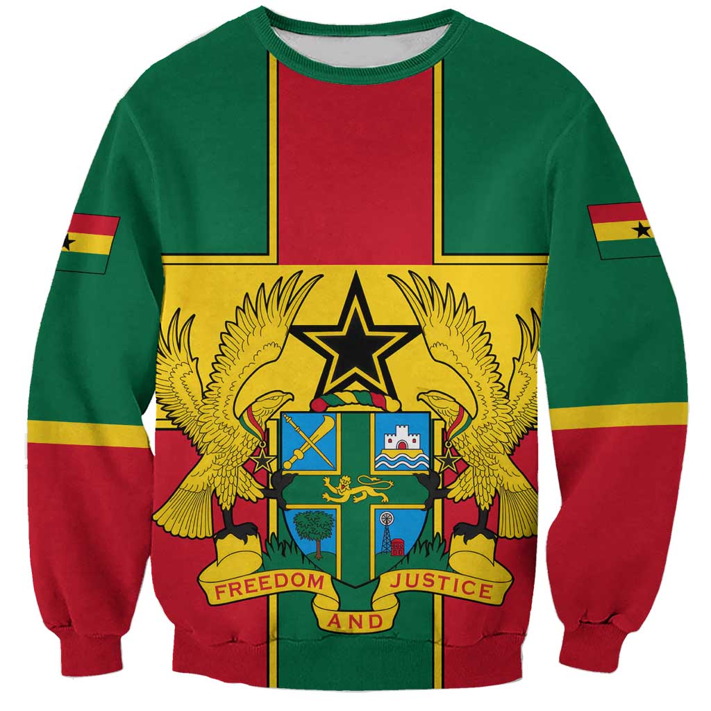 Ghana Flag Sweatshirt with Coat of Arms Design