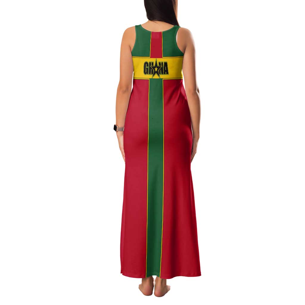 Ghana Flag Tank Maxi Dress with Coat of Arms Design