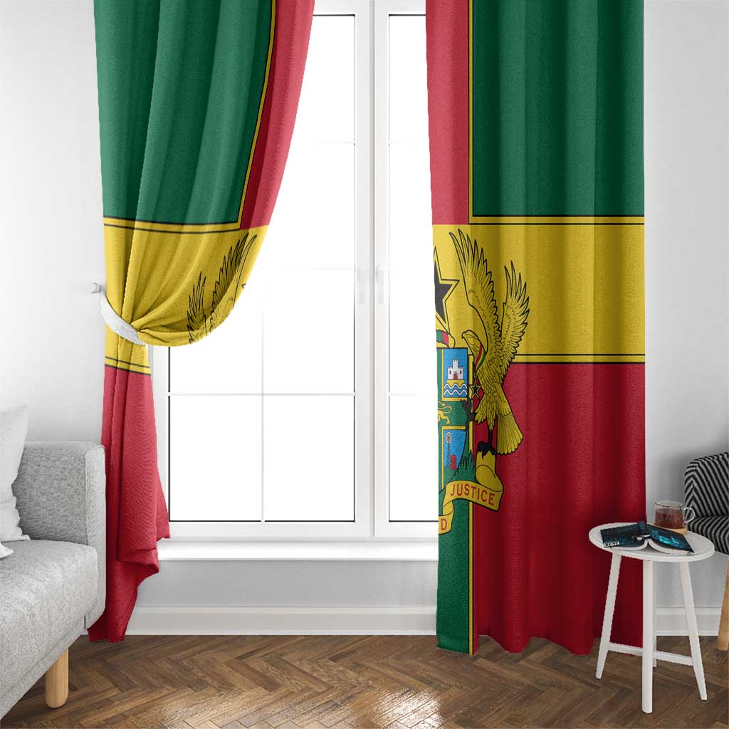 Ghana Flag Window Curtain with Coat of Arms Design