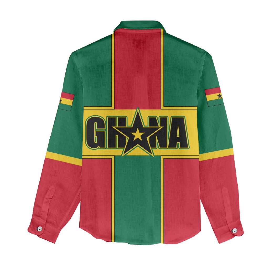 Ghana Flag Women Casual Shirt with Coat of Arms Design