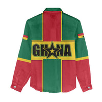 Ghana Flag Women Casual Shirt with Coat of Arms Design