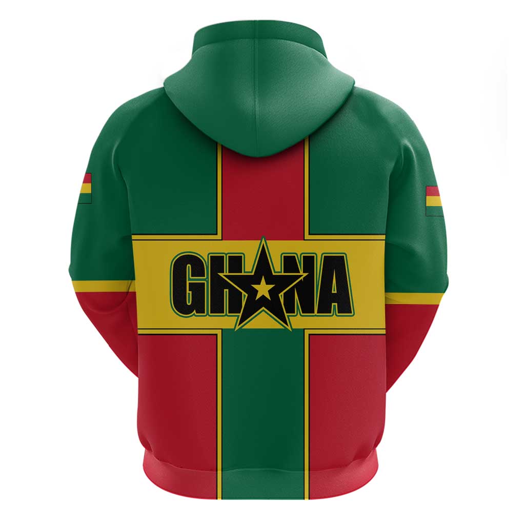 Ghana Flag Zip Hoodie with Coat of Arms Design