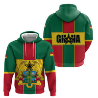 Ghana Flag Zip Hoodie with Coat of Arms Design