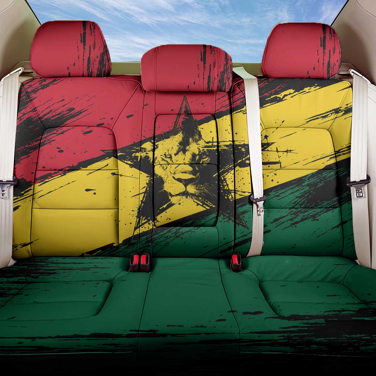 Ghana Flag Back Car Seat Cover with Coat of Arms Design TS04
