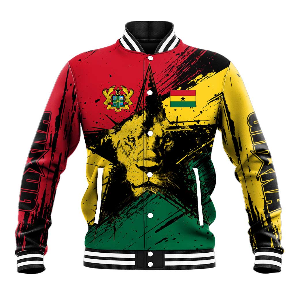 Ghana Flag Baseball Jacket with Coat of Arms Design TS04