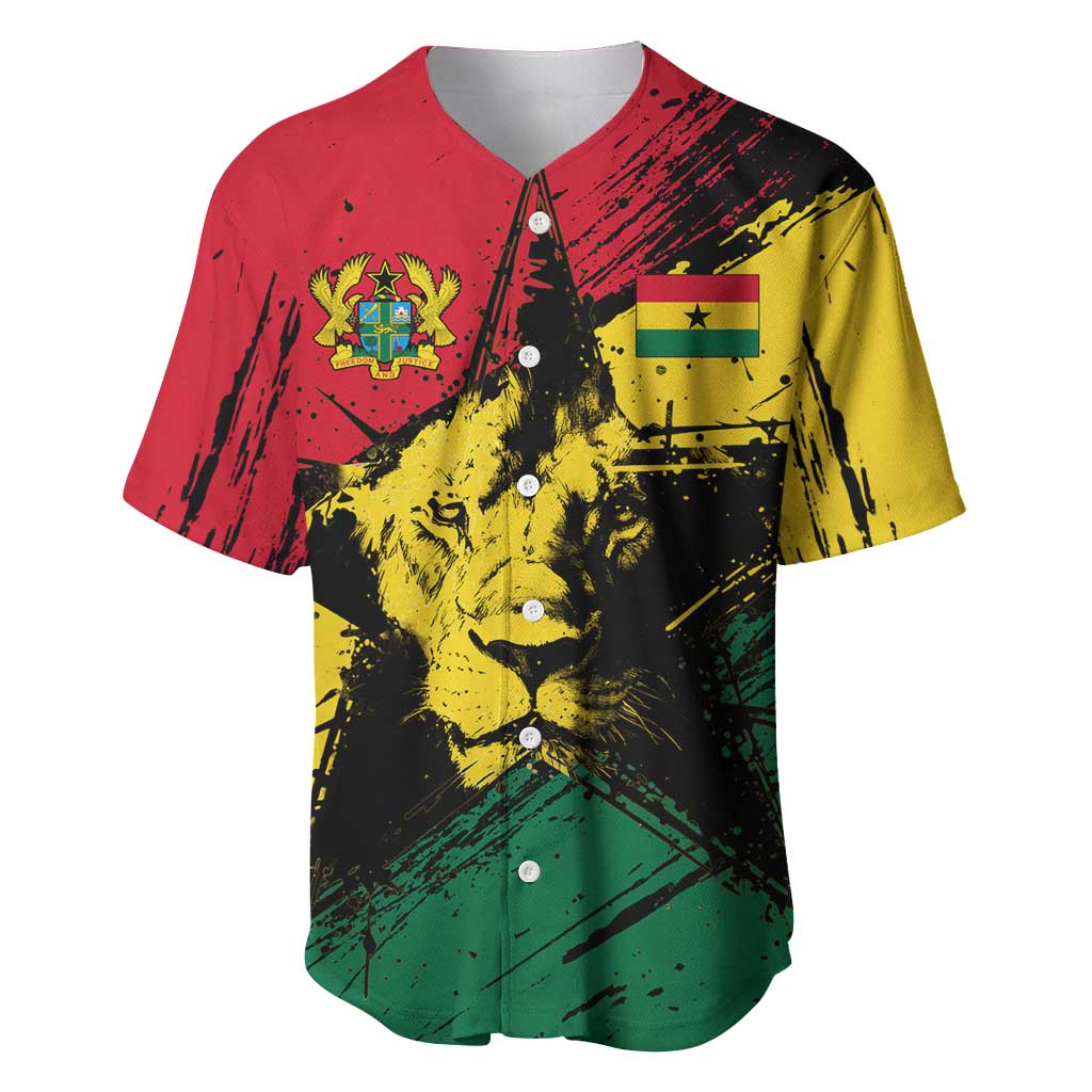 Ghana Flag Baseball Jersey with Coat of Arms Design TS04