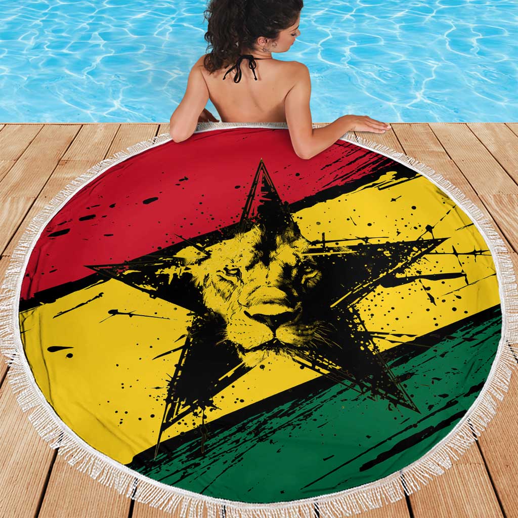 Ghana Flag Beach Blanket with Coat of Arms Design TS04