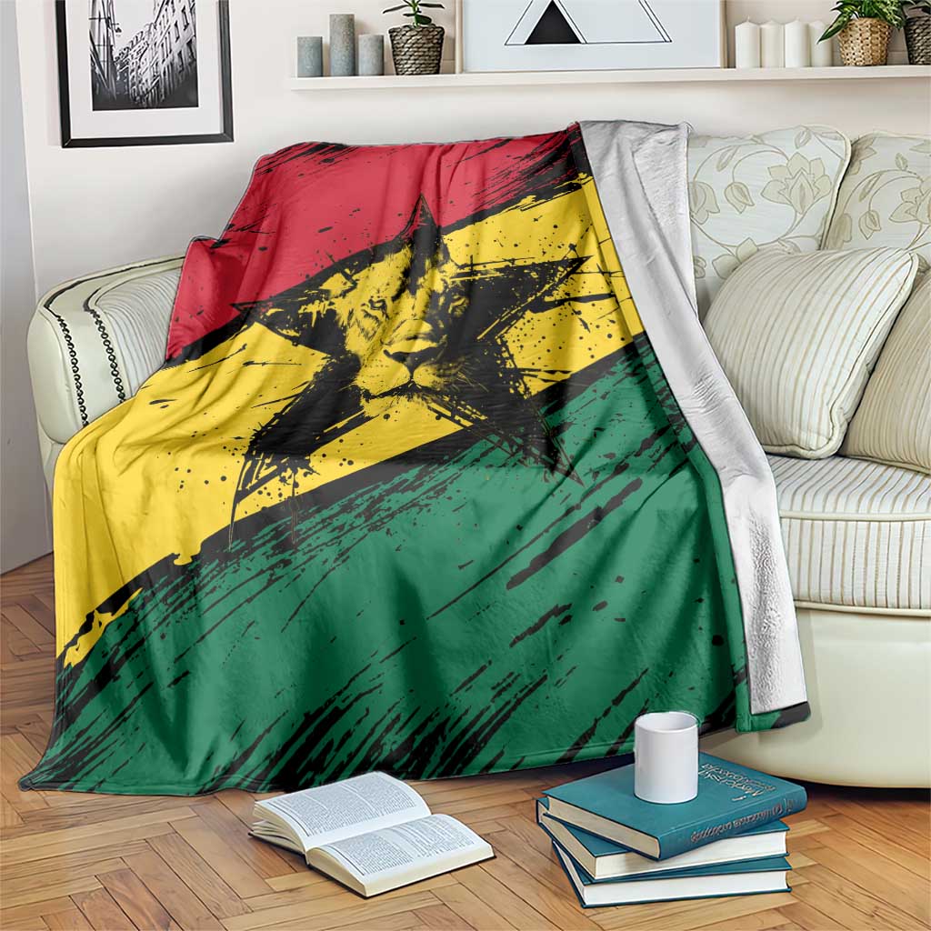 Ghana Flag Blanket with Coat of Arms Design TS04