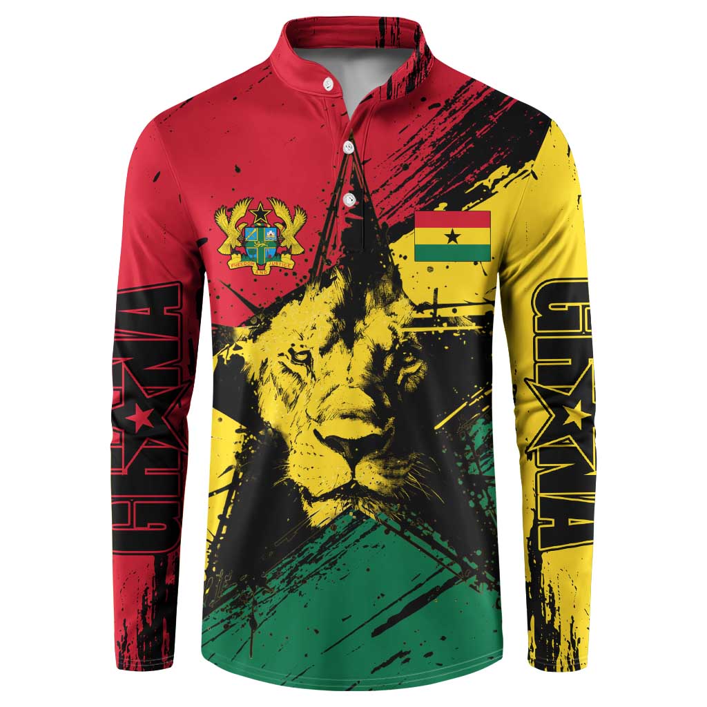 Ghana Flag Button Sweatshirt with Coat of Arms Design TS04