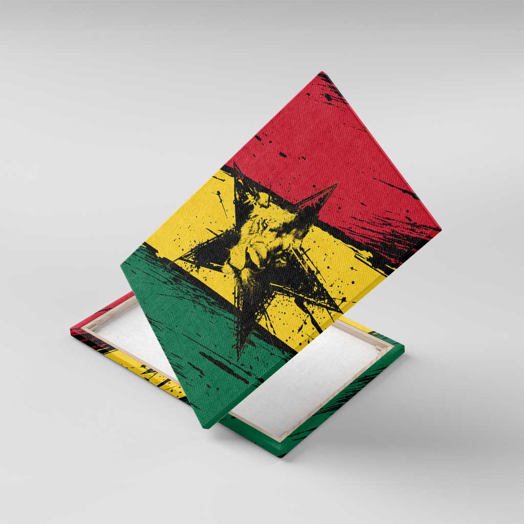 Ghana Flag Canvas Wall Art with Coat of Arms Design TS04