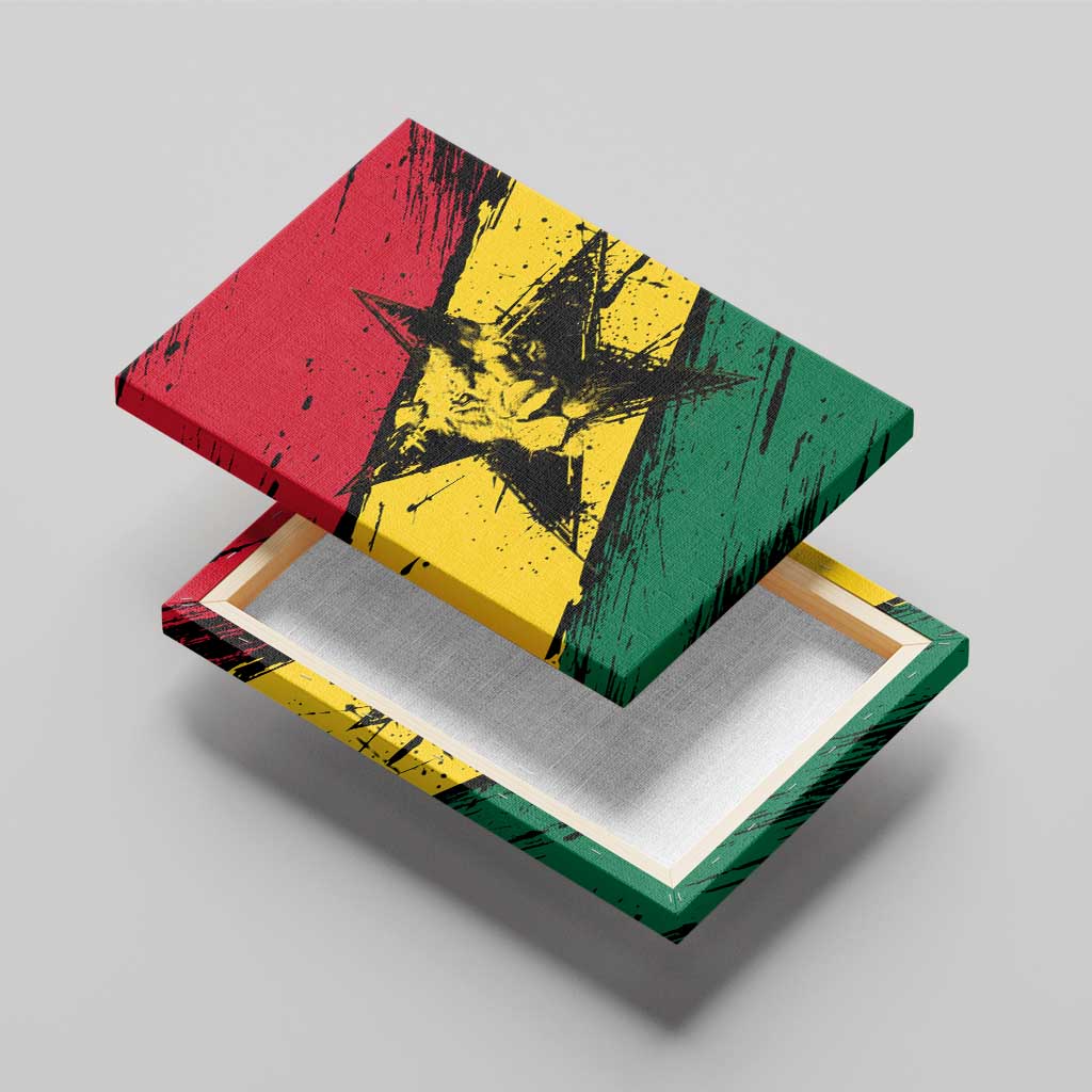 Ghana Flag Canvas Wall Art with Coat of Arms Design TS04