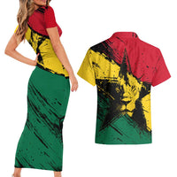 Ghana Flag Couples Matching Short Sleeve Bodycon Dress and Hawaiian Shirt with Coat of Arms Design TS04