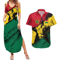 Ghana Flag Couples Matching Summer Maxi Dress and Hawaiian Shirt with Coat of Arms Design TS04
