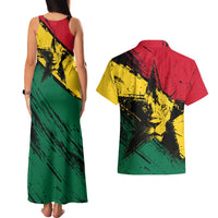 Ghana Flag Couples Matching Tank Maxi Dress and Hawaiian Shirt with Coat of Arms Design TS04