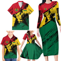 Ghana Flag Family Matching Long Sleeve Bodycon Dress and Hawaiian Shirt with Coat of Arms Design TS04