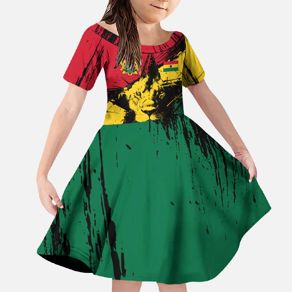 Ghana Flag Family Matching Mermaid Dress and Hawaiian Shirt with Coat of Arms Design TS04