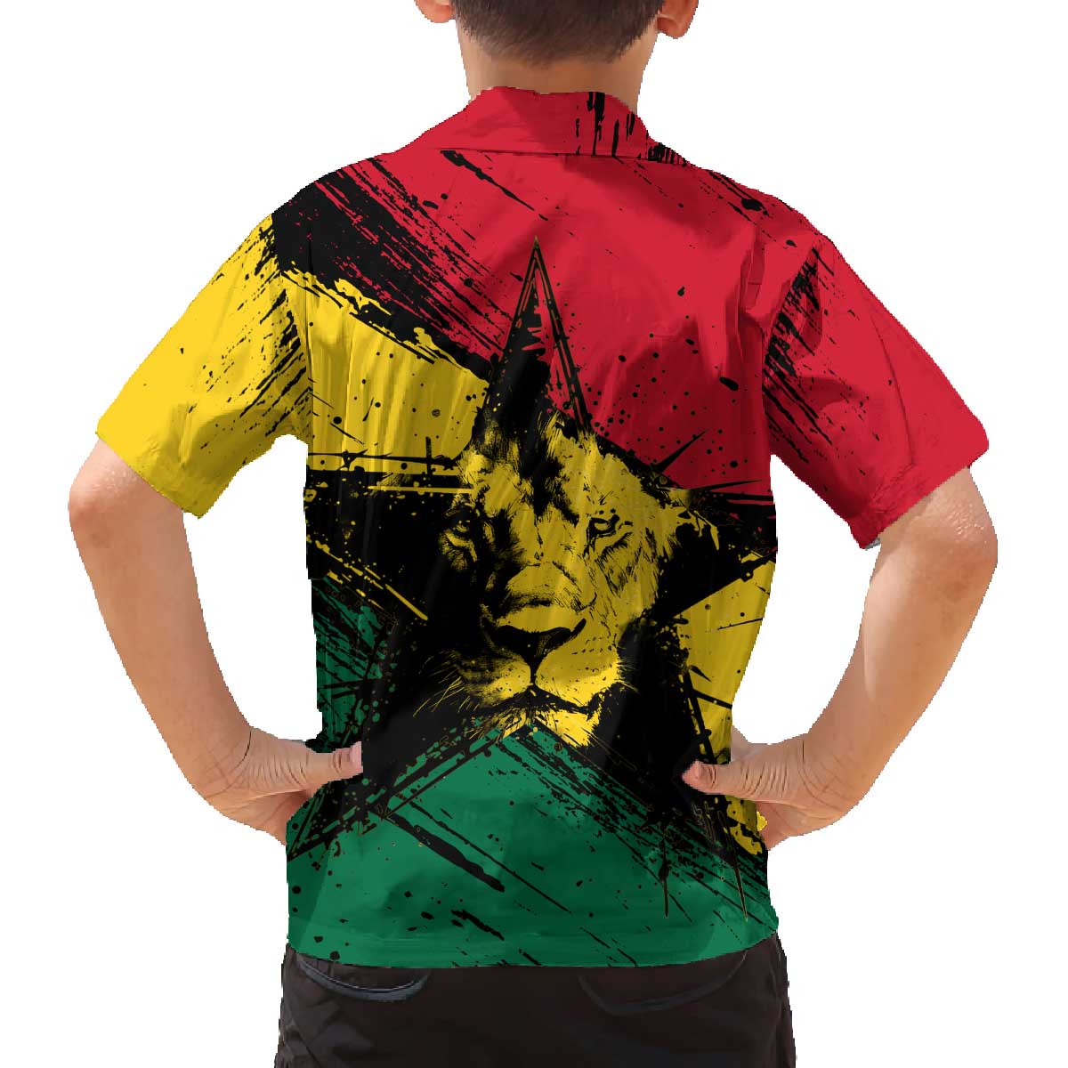 Ghana Flag Family Matching Off The Shoulder Long Sleeve Dress and Hawaiian Shirt with Coat of Arms Design TS04