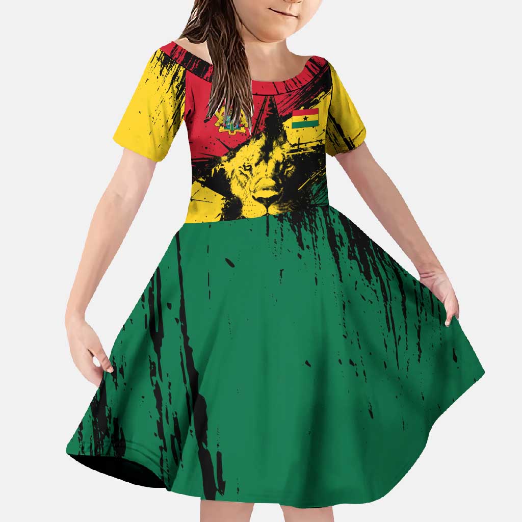 Ghana Flag Family Matching Off Shoulder Maxi Dress and Hawaiian Shirt with Coat of Arms Design TS04