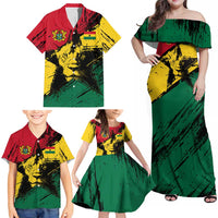 Ghana Flag Family Matching Off Shoulder Maxi Dress and Hawaiian Shirt with Coat of Arms Design TS04