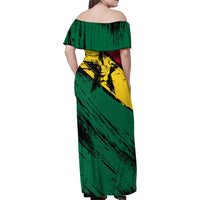 Ghana Flag Family Matching Off Shoulder Maxi Dress and Hawaiian Shirt with Coat of Arms Design TS04