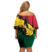 Ghana Flag Family Matching Off Shoulder Short Dress and Hawaiian Shirt with Coat of Arms Design TS04