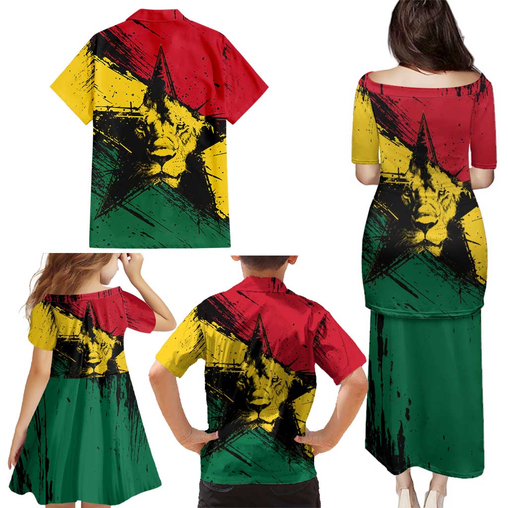 Ghana Flag Family Matching Puletasi and Hawaiian Shirt with Coat of Arms Design TS04