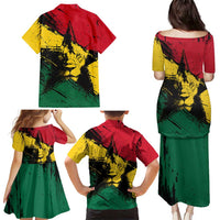 Ghana Flag Family Matching Puletasi and Hawaiian Shirt with Coat of Arms Design TS04