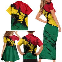 Ghana Flag Family Matching Short Sleeve Bodycon Dress and Hawaiian Shirt with Coat of Arms Design TS04