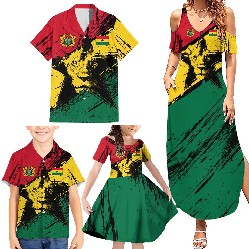 Ghana Flag Family Matching Summer Maxi Dress and Hawaiian Shirt with Coat of Arms Design TS04
