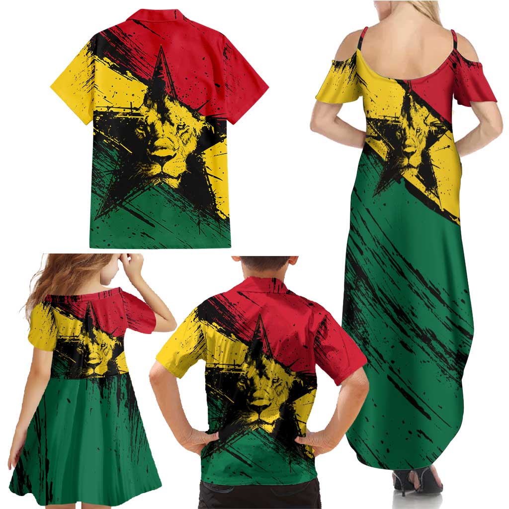 Ghana Flag Family Matching Summer Maxi Dress and Hawaiian Shirt with Coat of Arms Design TS04