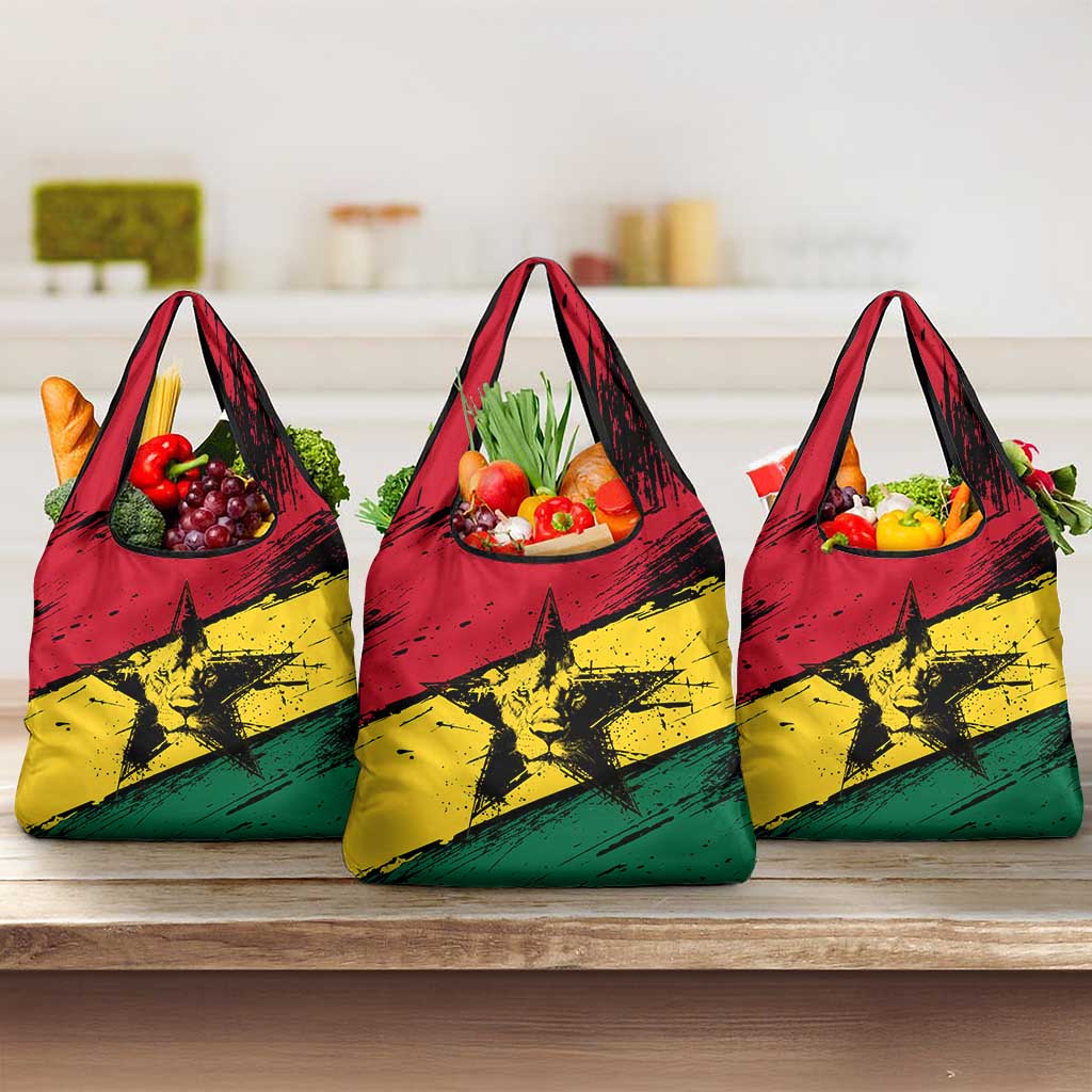 Ghana Flag Grocery Bag with Coat of Arms Design TS04