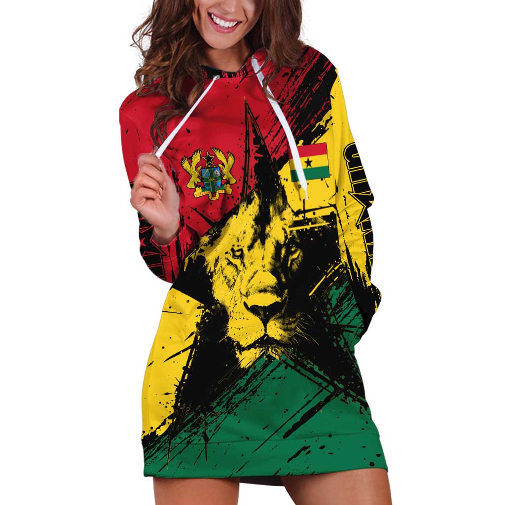 Ghana Flag Hoodie Dress with Coat of Arms Design TS04