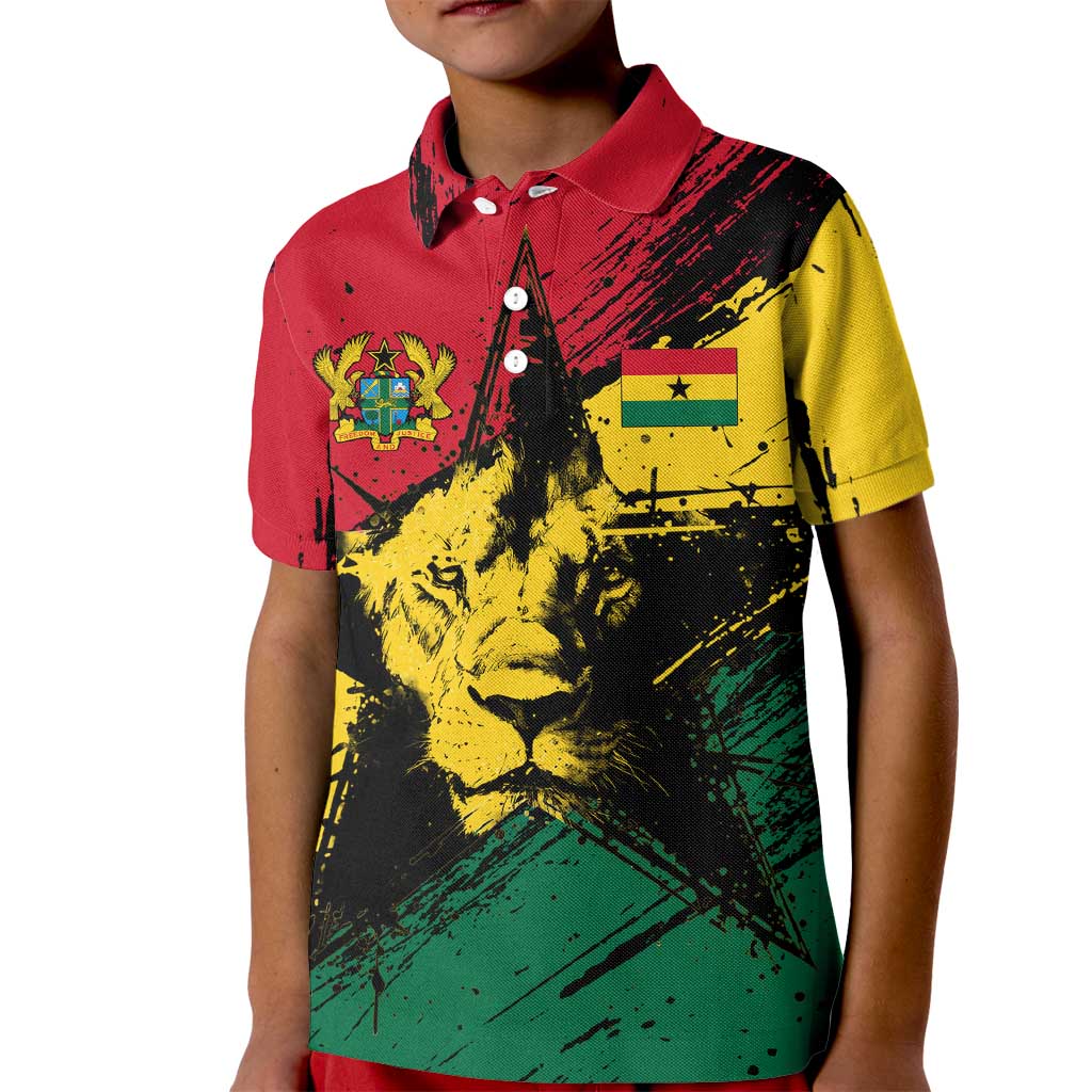 Ghana Flag Kid Polo Shirt with Coat of Arms Design TS04
