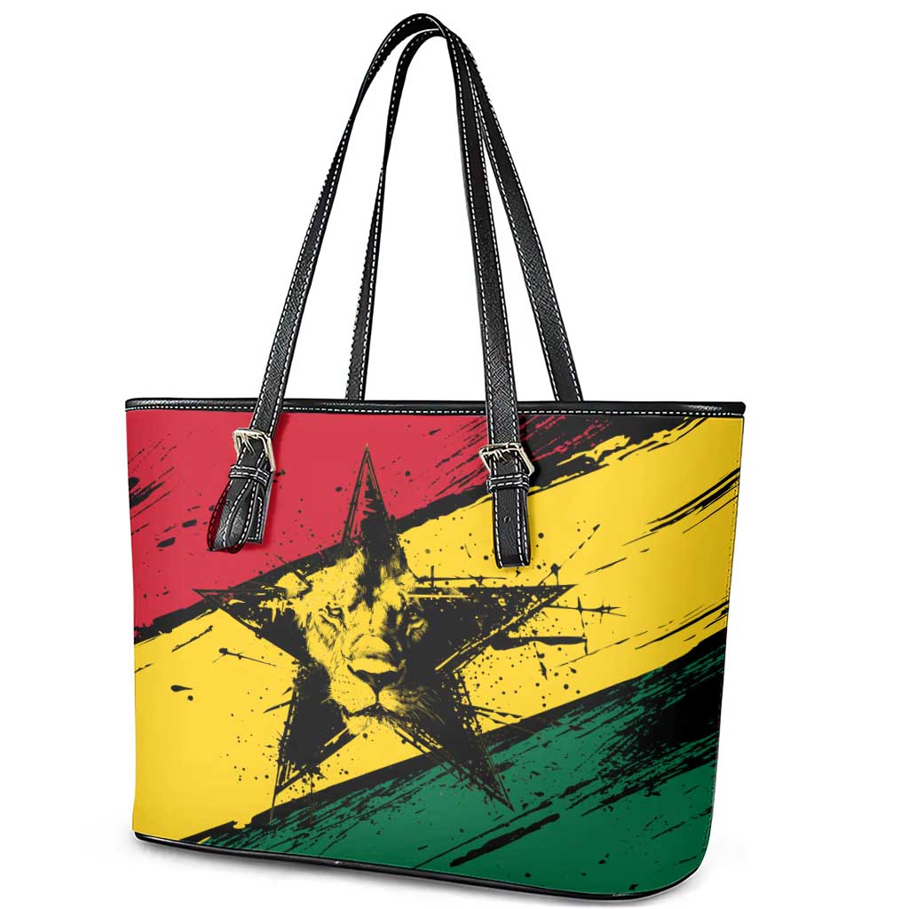 Ghana Flag Leather Tote Bag with Coat of Arms Design TS04