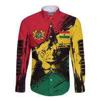 Ghana Flag Long Sleeve Button Shirt with Coat of Arms Design TS04