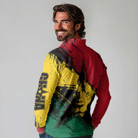 Ghana Flag Long Sleeve Polo Shirt with Coat of Arms Design TS04