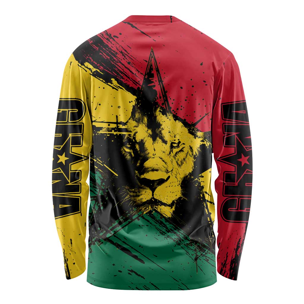 Ghana Flag Long Sleeve Shirt with Coat of Arms Design TS04