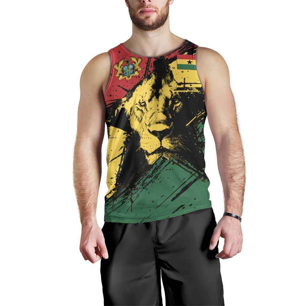 Ghana Flag Men Tank Top with Coat of Arms Design TS04