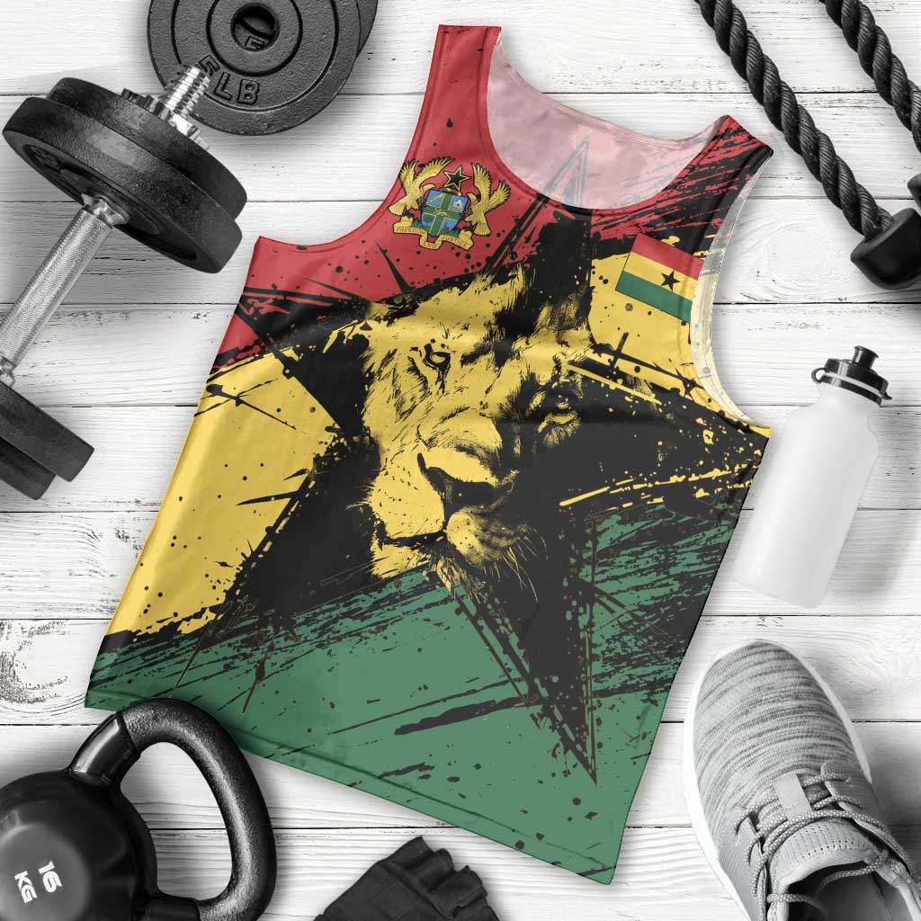 Ghana Flag Men Tank Top with Coat of Arms Design TS04