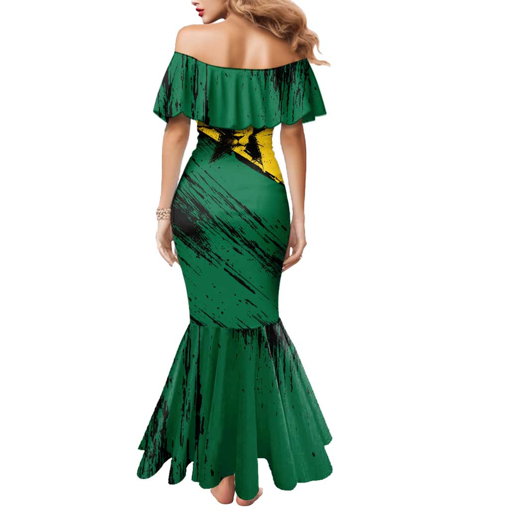 Ghana Flag Mermaid Dress with Coat of Arms Design TS04
