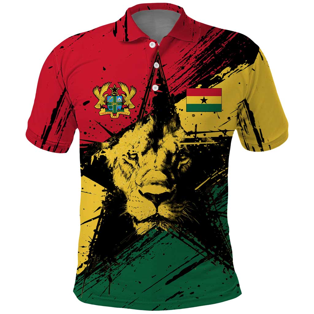 Ghana Flag Polo Shirt with Coat of Arms Design TS04