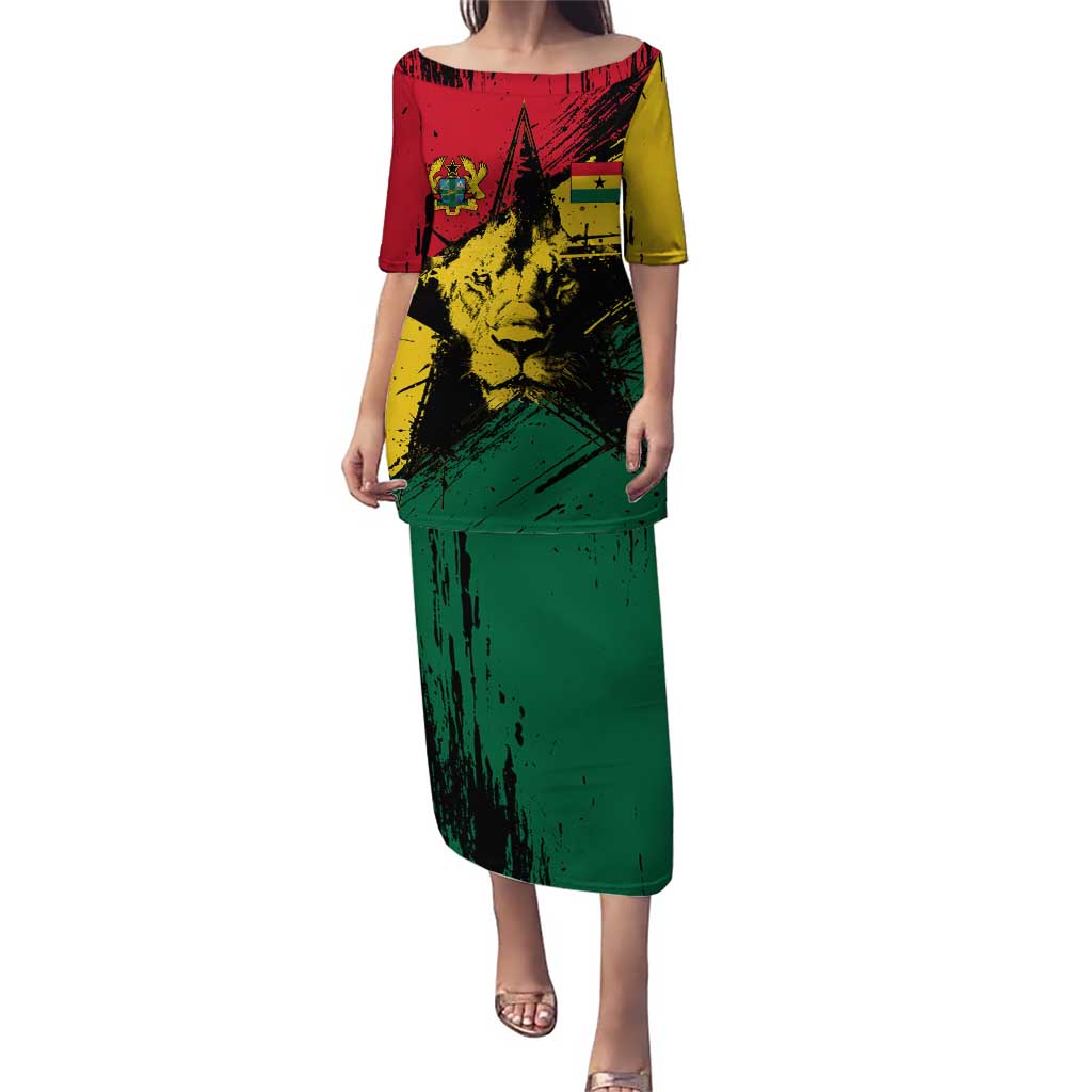 Ghana Flag Puletasi with Coat of Arms Design TS04