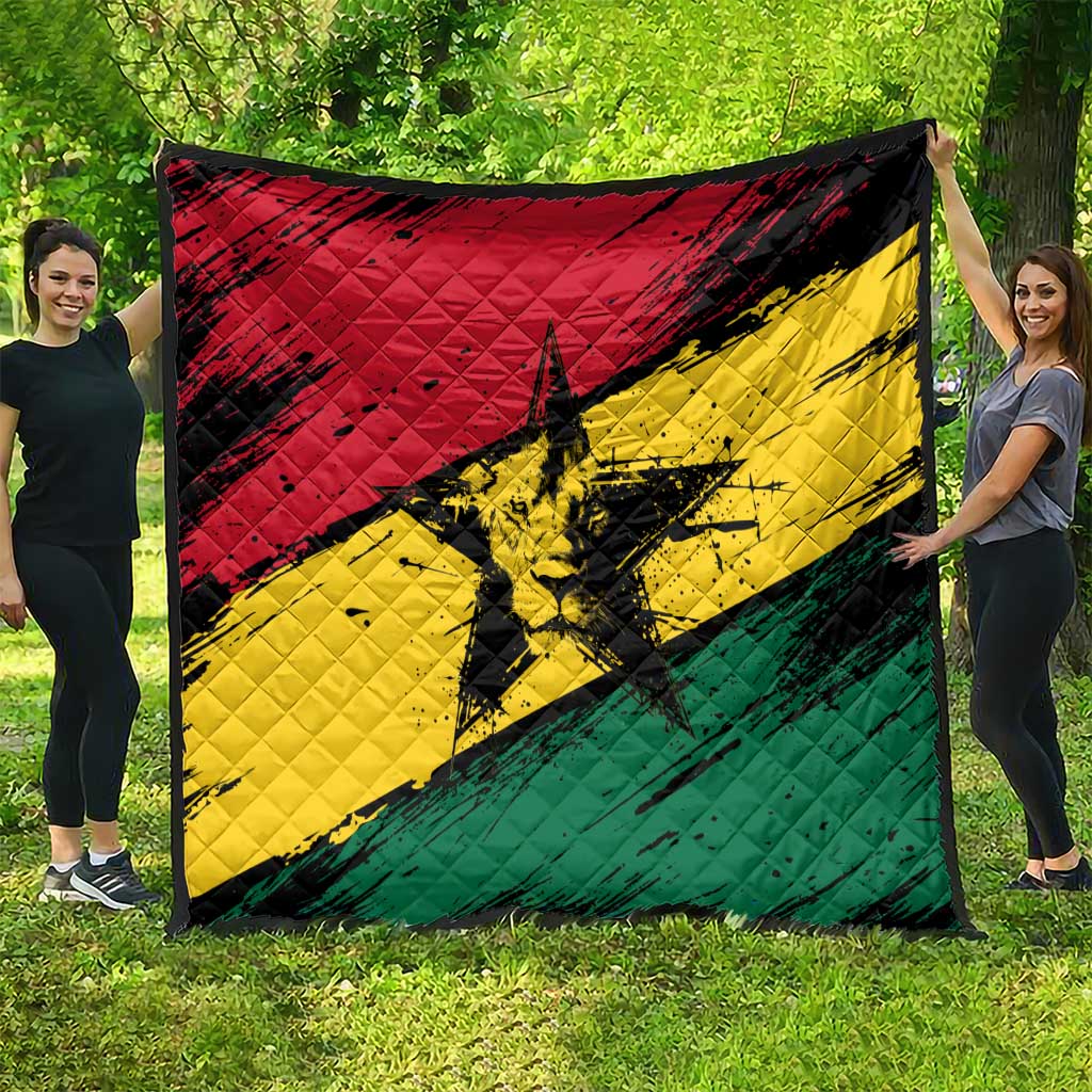 Ghana Flag Quilt with Coat of Arms Design TS04
